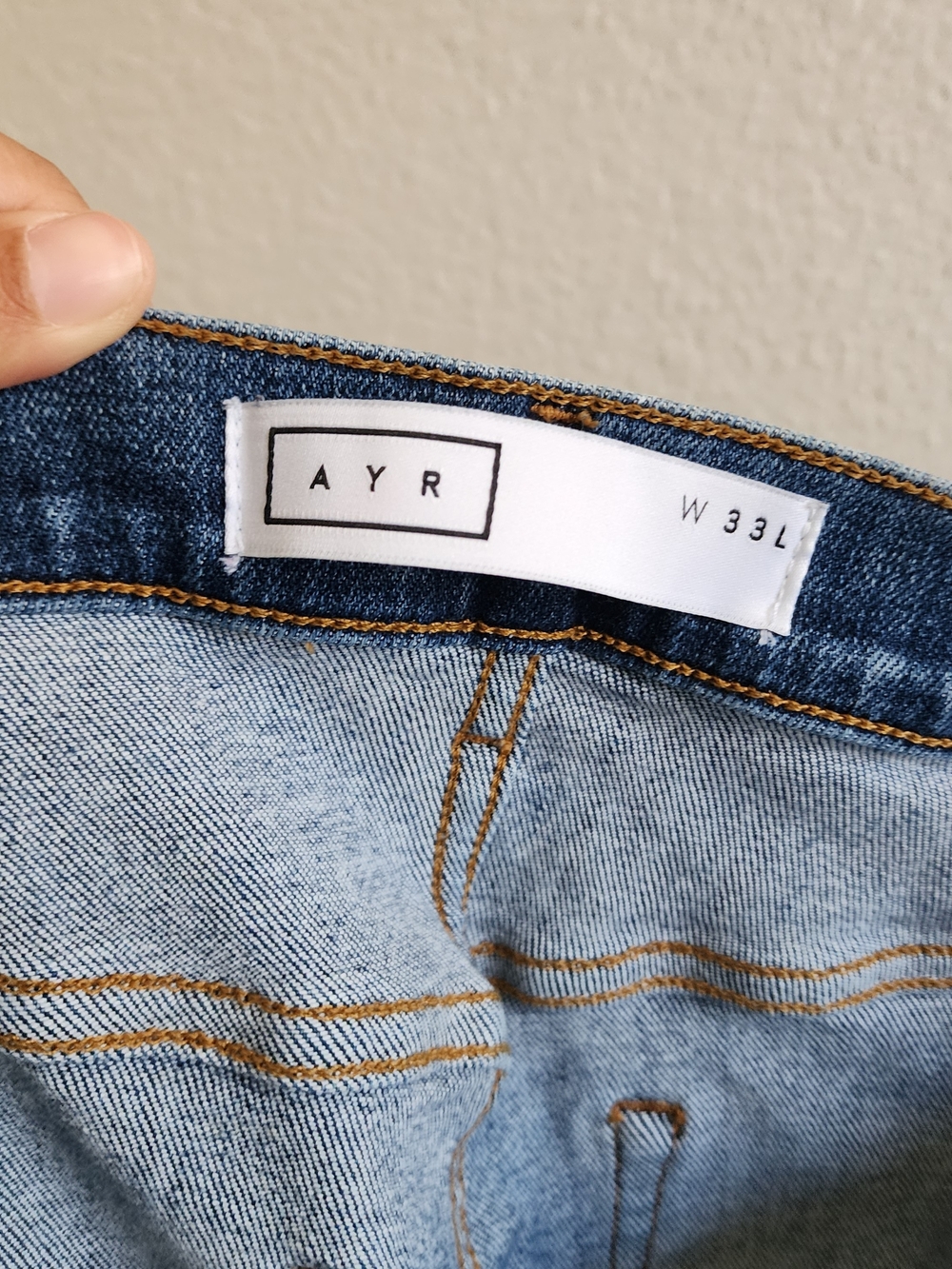 AYR The Pop Jeans Size W 33L Straight Leg Medium Wash Stretch Denim Made in USA - Picture 6 of 9